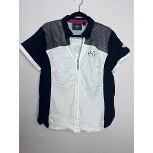 Harley Davidson Women's Short Sleeved Mesh Detail Zipper Front Shirt Size XL